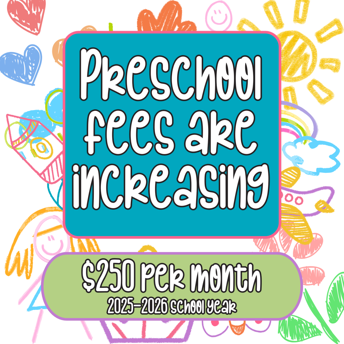 Preschool Fees are Increasing to $250 per month for 2025 - 2026 school year